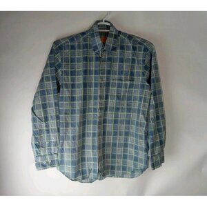 Robert Talbott Carmel Shirt Men’s Medium Blue Plaid Long Sleeve Cotton